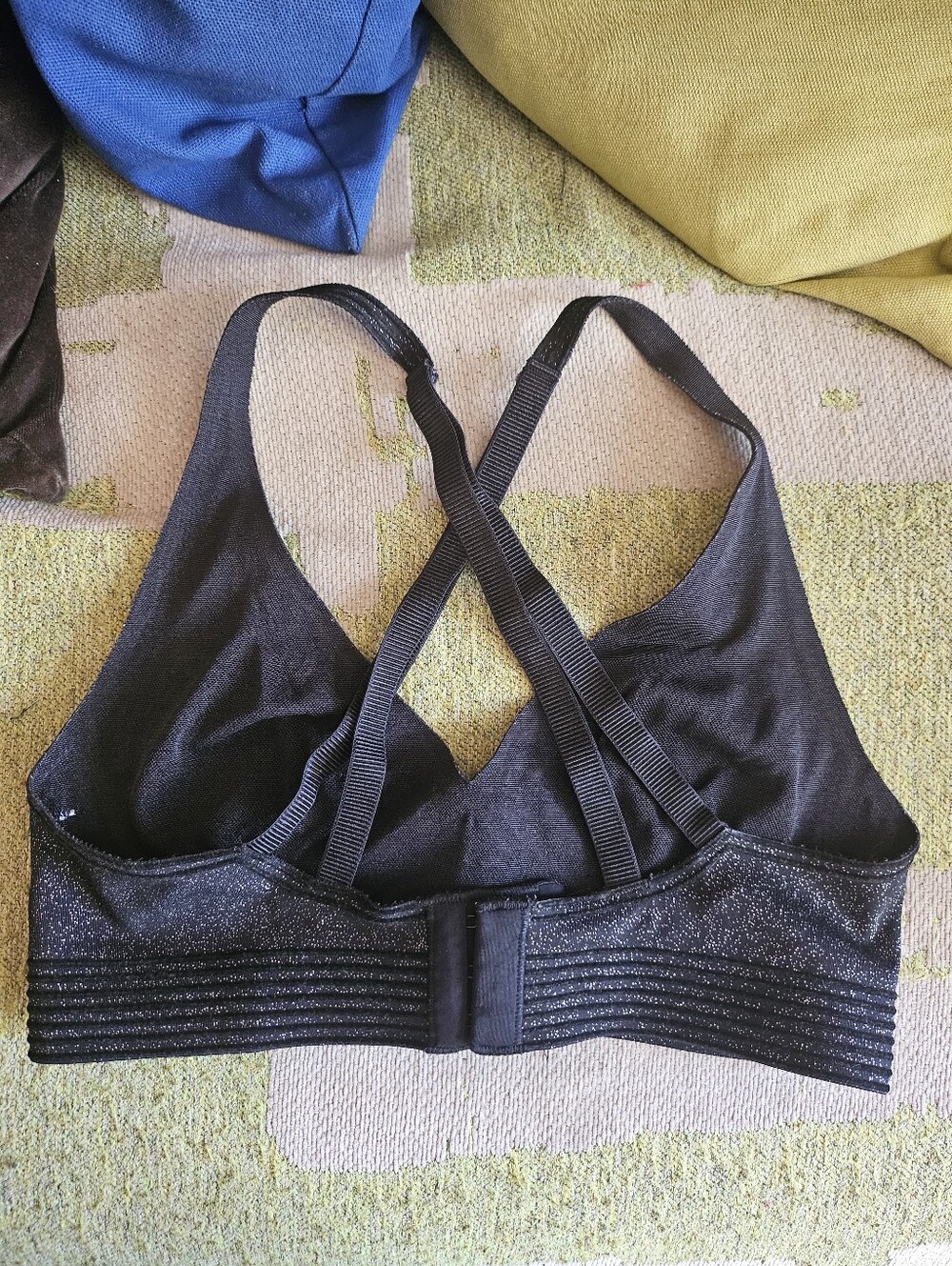 Adam Selman Black Glitter Sports Bralette, Size XS - Picture 2 of 3